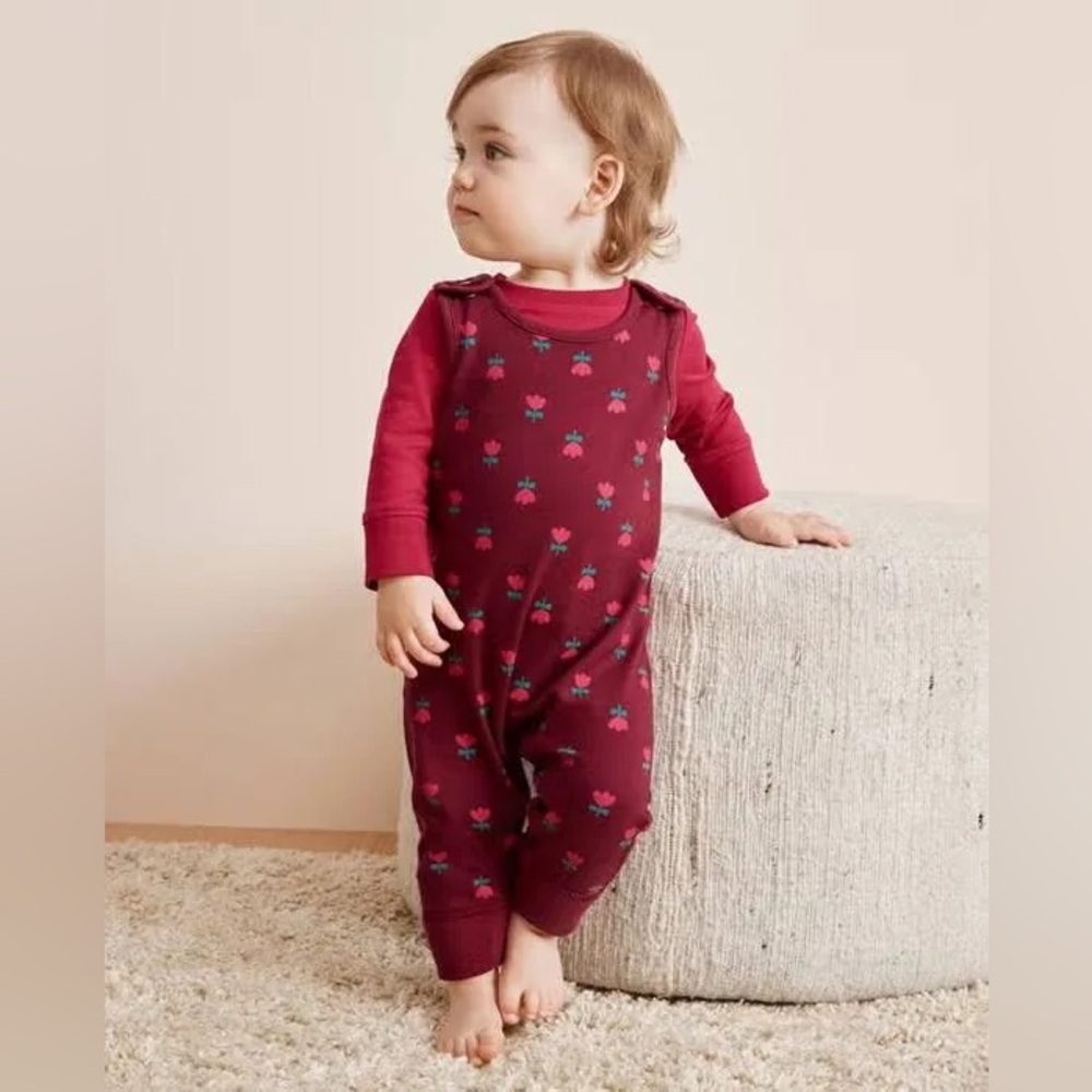 [Hanna Andersson] Tulips on Cherry Overalls
